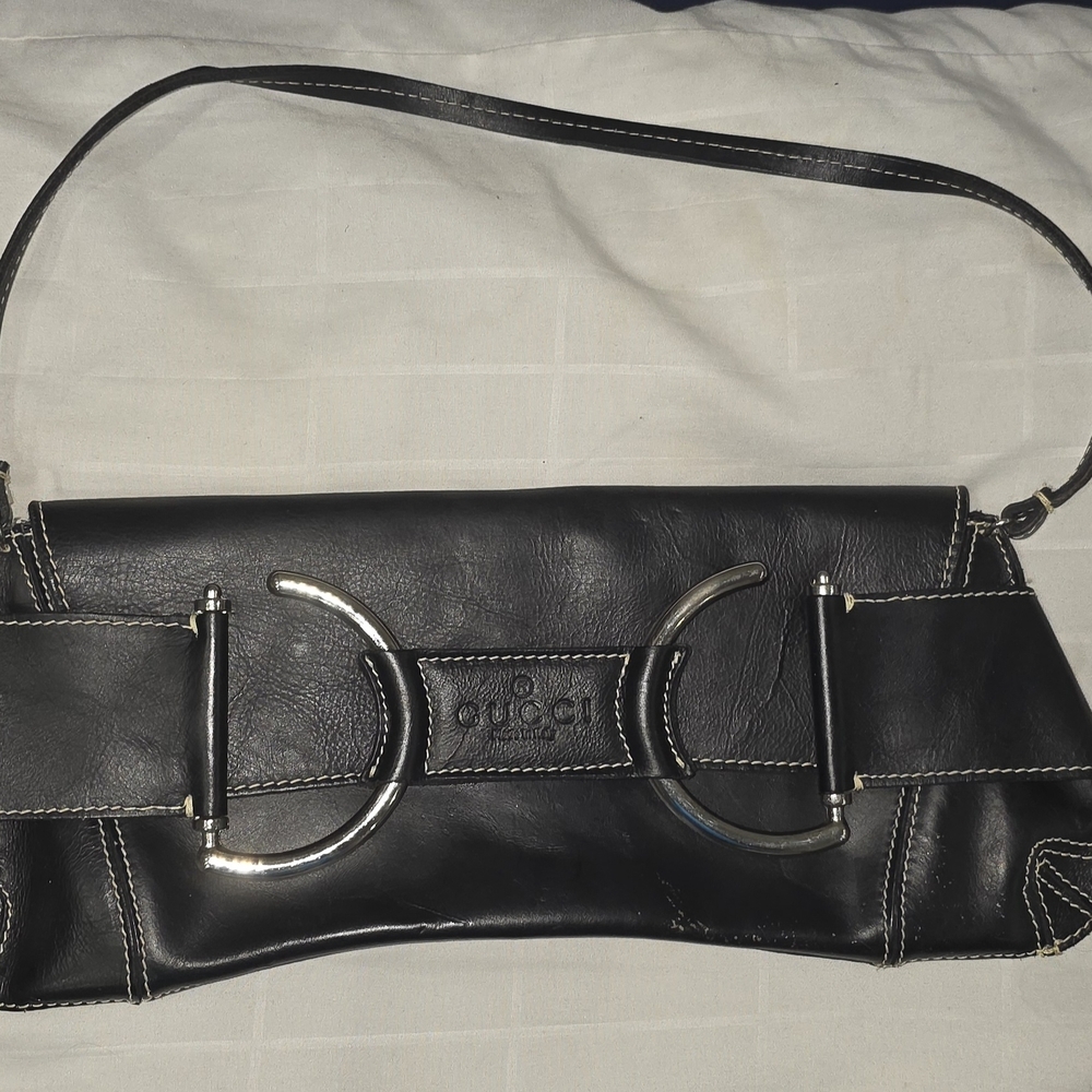 Gucci Black Leather Clutch with Silver Horsebit Detail - Picture 6 of 10